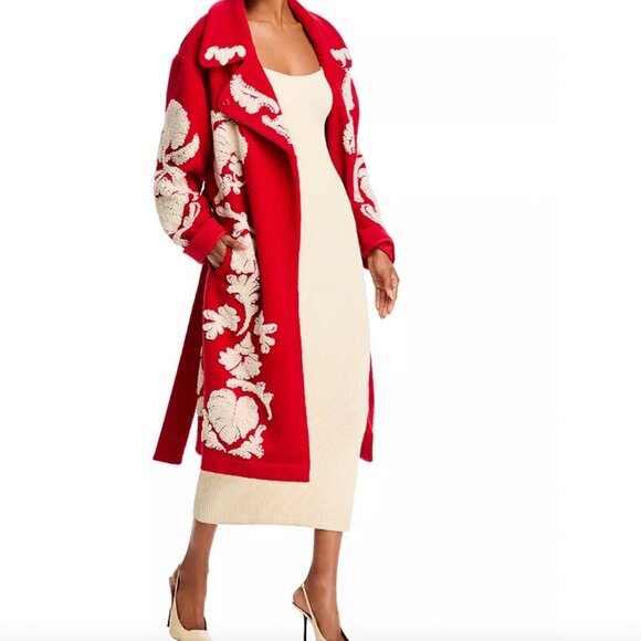FARM Rio Jackets & Blazers - Farm Rio Helen Floral Fleece Coat Festive Season Modern Winter Wardrobe